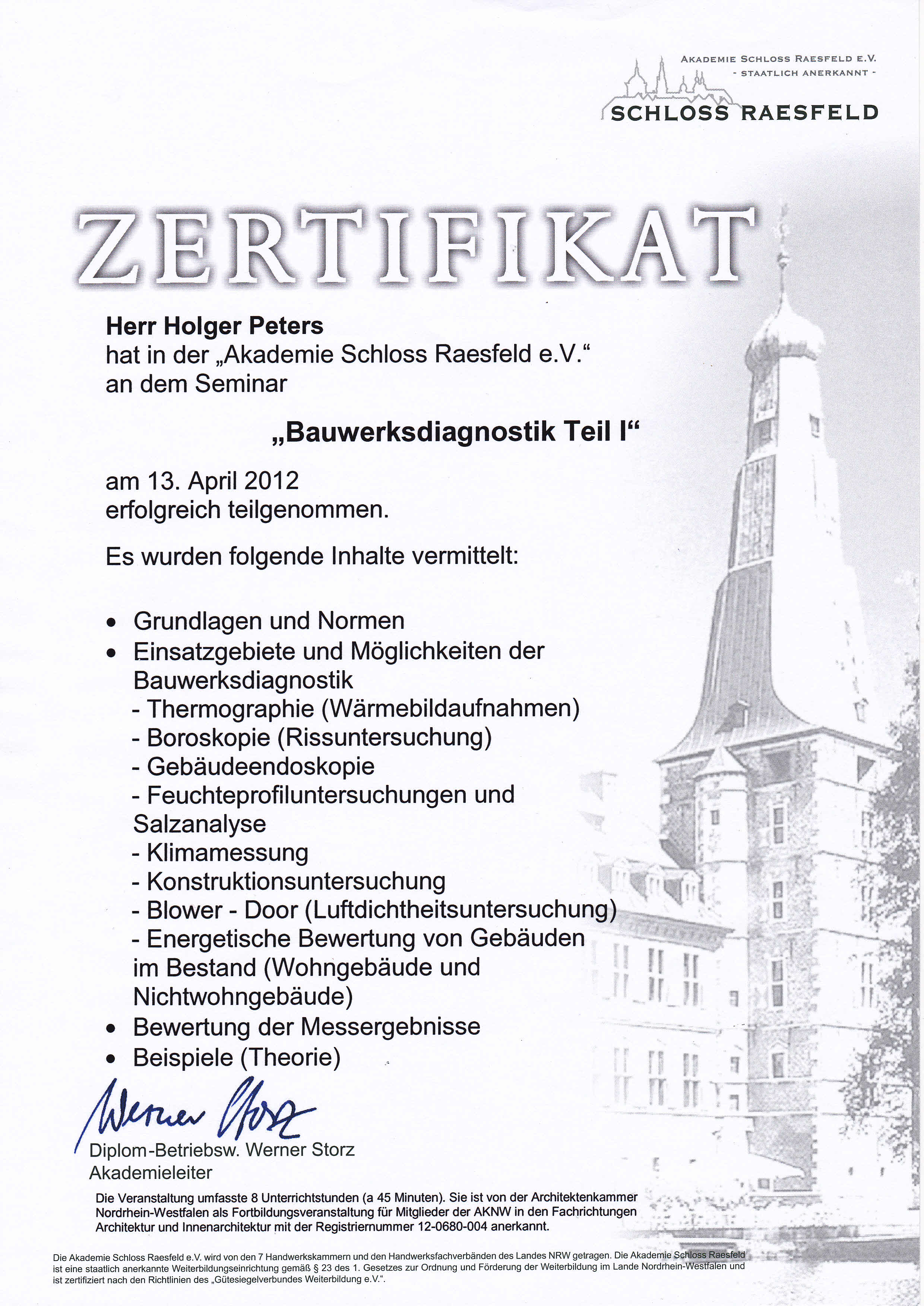 Zertifikat Diagnostik 1